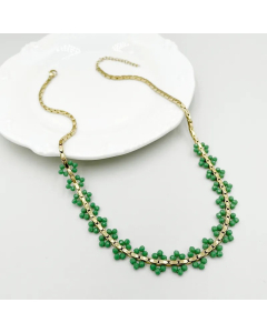 Vacation Marine Style Flower Stainless Steel Beaded Plating Gold Plated Necklace