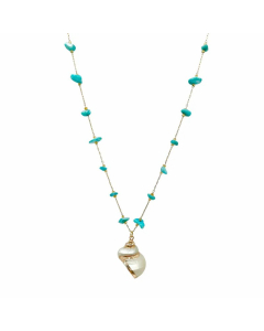Vacation Beach Conch Stainless Steel Gravel Metal Plating Gold Plated Pendant Necklace