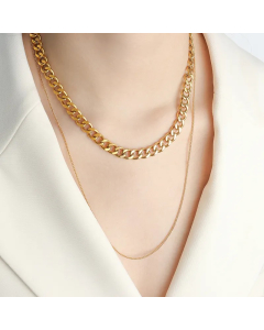 Simple Style Solid Color Plating 18K Gold Plated Layered Stainless Steel Necklaces