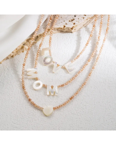 Wholesale Stainless Steel Necklace MAMA Love Freshwater Pearl Beaded 18K Gold Plated Necklace