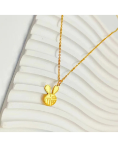 Cute Blessed Double-Sided Rabbit Ears Plating Pendant Necklace