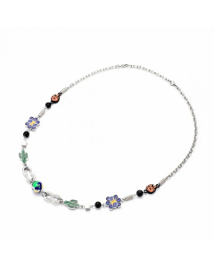 Hip-Hop Cactus Earth Flower Titanium Steel Enamel Necklace