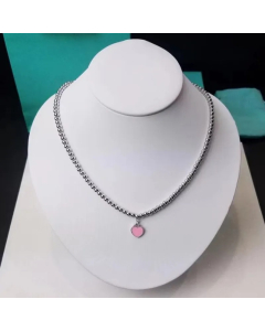 Pink Simple Style Heart Shape Stainless Steel Plating Pendant Necklace