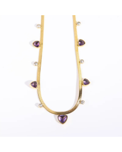 Retro Classic Style Roman Style Triangle Geometric Plating Inlay Zircon 18K Gold Plated Necklace