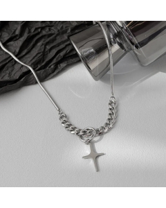 Casual Retro Punk Cross Titanium Steel Polishing Pendant Necklace