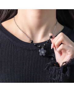 Casual Cool Style Flower Titanium Steel Beaded Plating Pendant Necklace