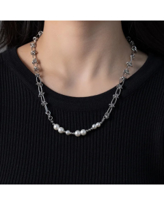 Simple Style Cool Style Knot Titanium Steel Polishing Pearl Necklace