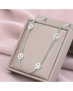 Wholesale Stainless Steel Necklace Casual Smiley Face Plating 18K Gold Plated Necklace