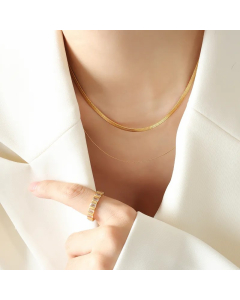 Hip-Hop Cool Style Solid Color Titanium Steel Plating 18K Gold Plated Layered Necklaces