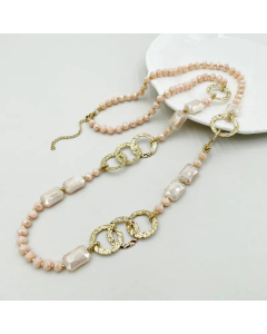 Glam Modern Style Round Rectangle Stainless Steel Crystal Metal Plating Gold Plated Long Necklace