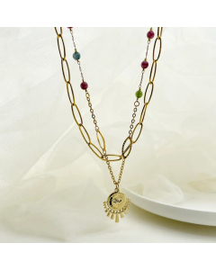 Casual Modern Style Classic Style Devil'S Eye Stainless Steel Plating Inlay Zircon Gold Plated Layered Necklaces