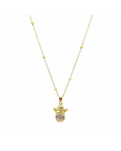 Cute Simple Style Classic Style Angel Stainless Steel Plating Inlay Zircon Gold Plated Necklace