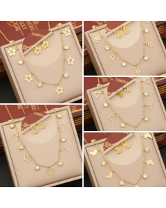 Wholesale Fine Jewelry Set Modern Style Heart Shape Flower Stainless Steel Plating Inlay Artificial Diamond Pendant. Necklace