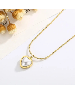Sweet Simple Style Solid Color Stainless Steel Plating Inlay Pearl Pendant Necklace