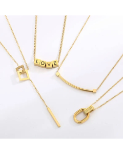 Wholesale Stainless Steel Necklace Casual Simple Style Love Square Solid Color Plating Necklace