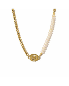 Wholesale Stainless Steel Necklace Modern Style Geometric Pearl Patchwork Plating 14K Gold Plated Necklace