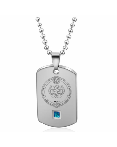 Wholesale Unisex Stainless Steel Necklace Simple Style Constellation Plating 18K Gold Plated Pendant Necklace-Steel Color-men-Aries