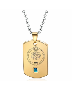 Wholesale Unisex Stainless Steel Necklace Simple Style Constellation Plating 18K Gold Plated Pendant Necklace-Gold Color-men-Aries