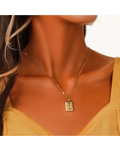 Modern Style Simple Style Flower Rectangle Plating Pendant Stainless Steel Necklace 