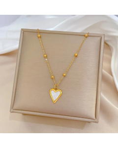 Gold Color Lady Heart Shape Plating Gold Plated Pendant Stainless Steel Necklace