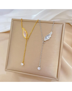 Wholesale Stainless Steel Elegant Lady Wing Plating Pendant Necklace