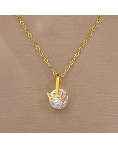 Gold Color Lady Crown Plating Inlay Zircon Pendant Stainless Steel Necklace 