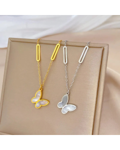 Wholesale Stainless Steel Necklace Lady Butterfly Plating Gold Plated Pendant Necklace