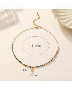 Elegant Rhombus Stainless Steel Natural Stone Crystal Plating Pendant Necklace