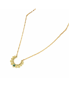 Retro Leaf Stainless Steel Alloy Inlay Turquoise Pendant Necklace