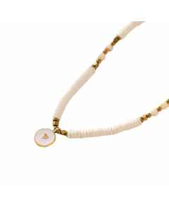 Ethnic Style Round Flower Stainless Steel Alloy Shell Plating 18K Gold Plated Pendant Necklace