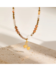 Simple Style Fruit Flower Stainless Steel Imitation Pearl Alloy Beaded Necklace