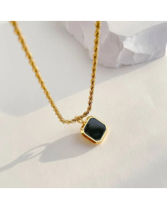 Simple Style Square Titanium Steel Inlay Shell Necklace