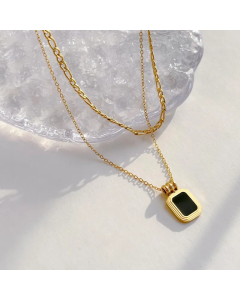 Simple Style Square Titanium Steel Inlay Shell Necklace