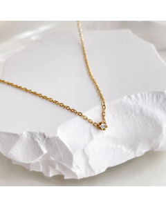 Elegant Lady Simple Style Geometric Titanium Steel Inlay Rhinestones Pendant Necklace