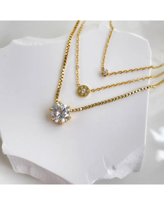 Elegant Lady Simple Style Geometric Titanium Steel Inlay Rhinestones Pendant Necklace_colorza_4