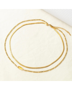 Hip-Hop Luxurious Rectangle Titanium Steel Plating Inlay Zircon 18K Gold Plated Layered Necklaces