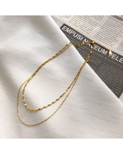 Simple Style Solid Color Titanium Steel Patchwork Layered Necklaces