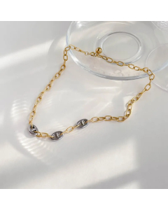 Simple Style Color Block Titanium Steel Patchwork Necklace