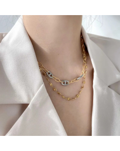 Simple Style Color Block Titanium Steel Patchwork Necklace