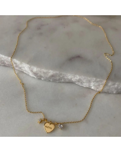 MAMA Letter Star Heart Shape Titanium Steel Inlay Zircon Pendant Necklace