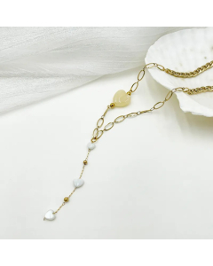 Glam Simple Style Artistic Heart Shape Stainless Steel Tassel Plating 14K Gold Plated Necklace