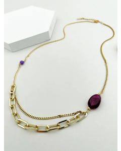 Lady Modern Style Commute Geometric Stainless Steel Natural Stone Metal Plating Gold Plated Layered Necklaces