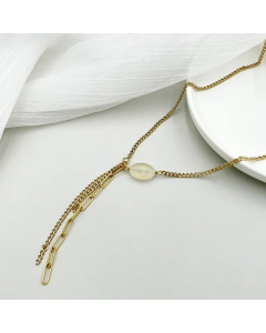 Elegant Lady Geometric Oval Stainless Steel Tassel Plating Gold Plated Necklace