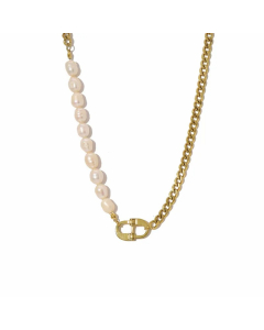 Vintage Style Simple Style Oval Titanium Steel Pearl Plating 14K Gold Plated Necklace