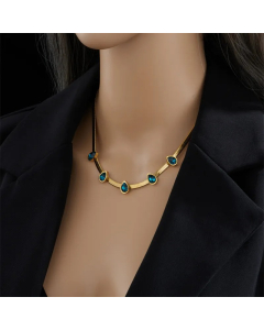 Casual Commute Water Droplets Titanium Steel Plating Inlay Artificial Rhinestones 18K Gold Plated Necklace