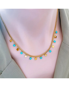 Simple Style Round Star Moon Titanium Steel Epoxy Plating 18K Gold Plated Necklace
