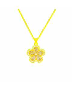 Sweet Simple Style Flower Titanium Steel Inlay Artificial Crystal Pendant Necklace