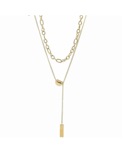 INS Style Simple Style Solid Color Rectangle Titanium Steel Plating Layered Necklaces