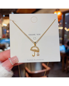 Sweet Simple Style Umbrella Titanium Steel Plating Inlay Zircon Pendant Necklace