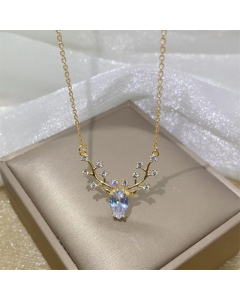 Casual Simple Style Elk Titanium Steel Plating Inlay Zircon Necklace